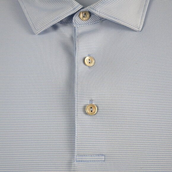 Peter Millar Summer Comfort Short Sleeve X-Large Polo Shirt Blue Performance Men - Picture 7 of 13